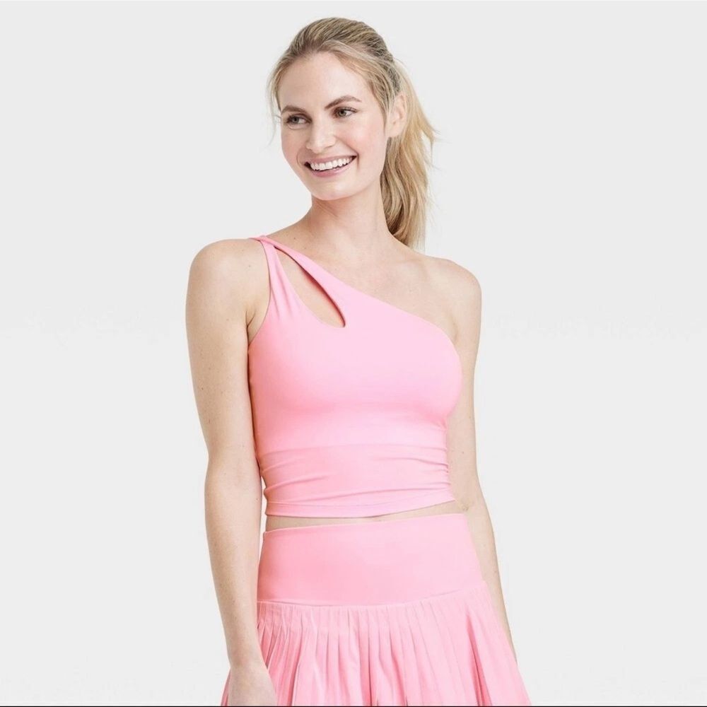 All in Motion Women Bra Athletic Light Support Asymmetric Crop Pink nwt XS